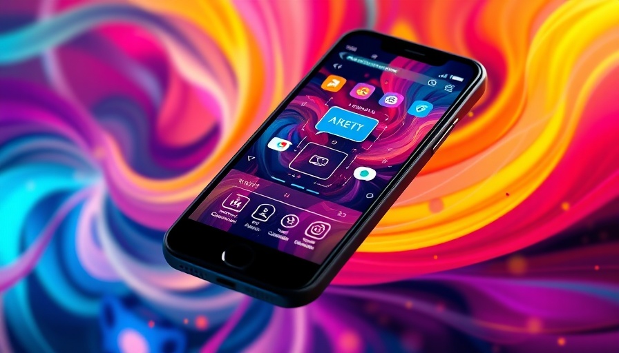 Colorful phone screen displaying chatbot interface with AI privacy symbols.