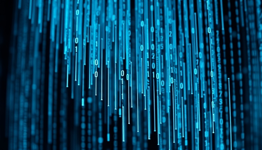 AI-powered cyber threats in 2025 represented by cascading binary code.