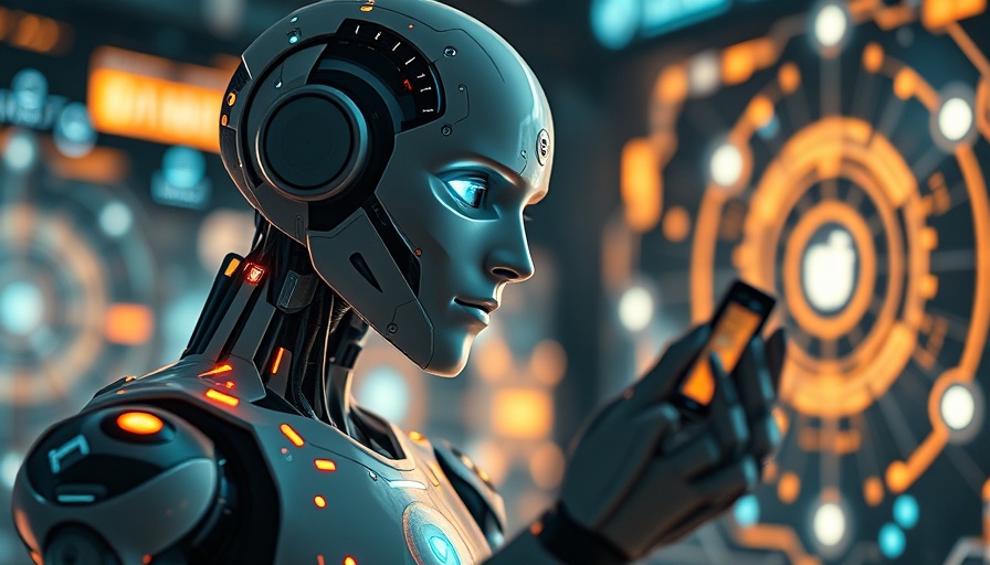 Futuristic robot showcasing AI-powered workflow automation in a digital interface.