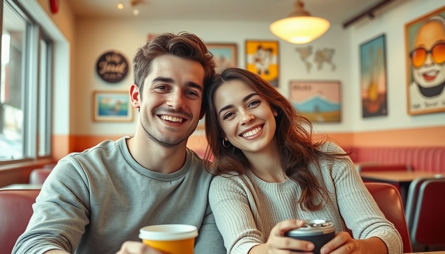 Young couple discussing Hinge marketing strategy Gen Z in a diner.
