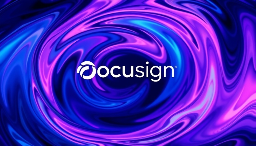Docusign logo on abstract multicolored swirl background