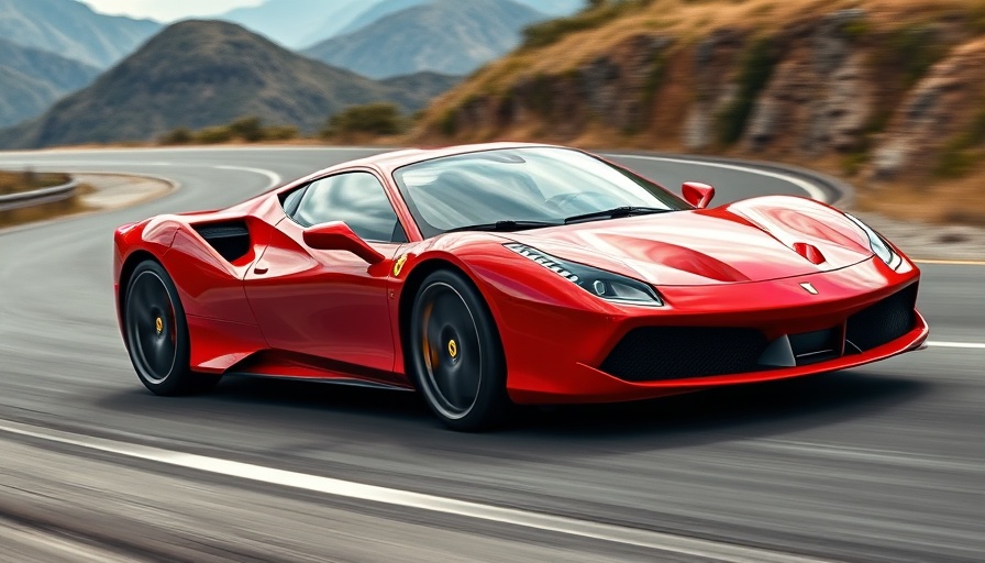 Red Ferrari on winding road, illustrating US tariffs countermeasures.
