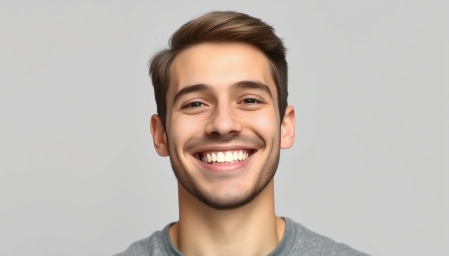 Young man smiling in a portrait with a light gray background.
