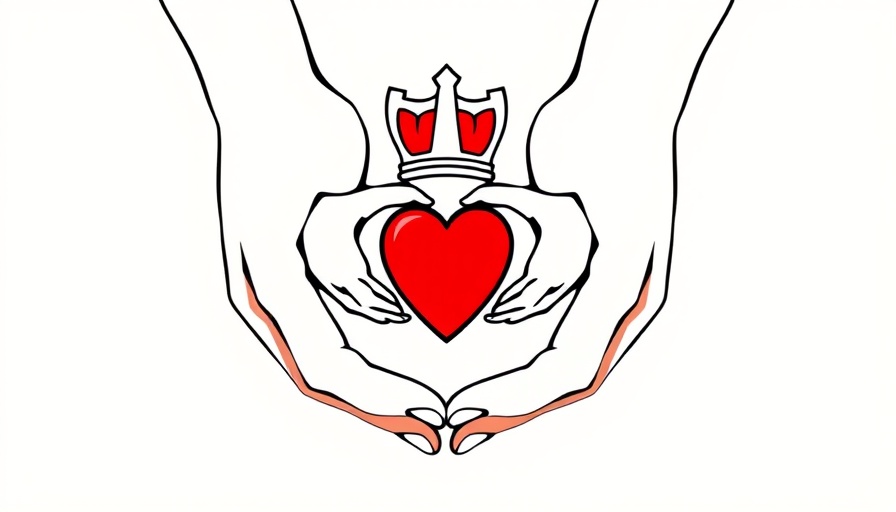 Claddagh ring illustration with heart and crown, AI Tools for Business