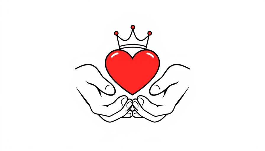 Symbol of hands holding a heart, representing community support for success
