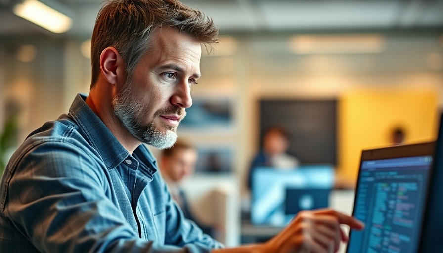 Focused man reviewing search engine optimization content on screen.