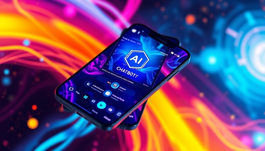 AI chatbot interface on smartphone with vibrant abstract background