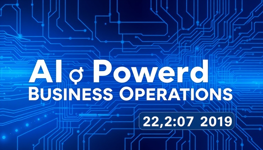 AI-Powered Business Operations conference banner, blue tech background.