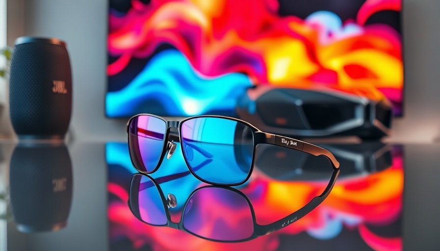 Futuristic Ray-Ban Meta Smart Glasses with tech accessories.