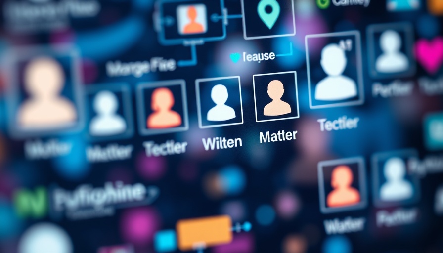 Blurred social media interface with profile icons, digital networking.