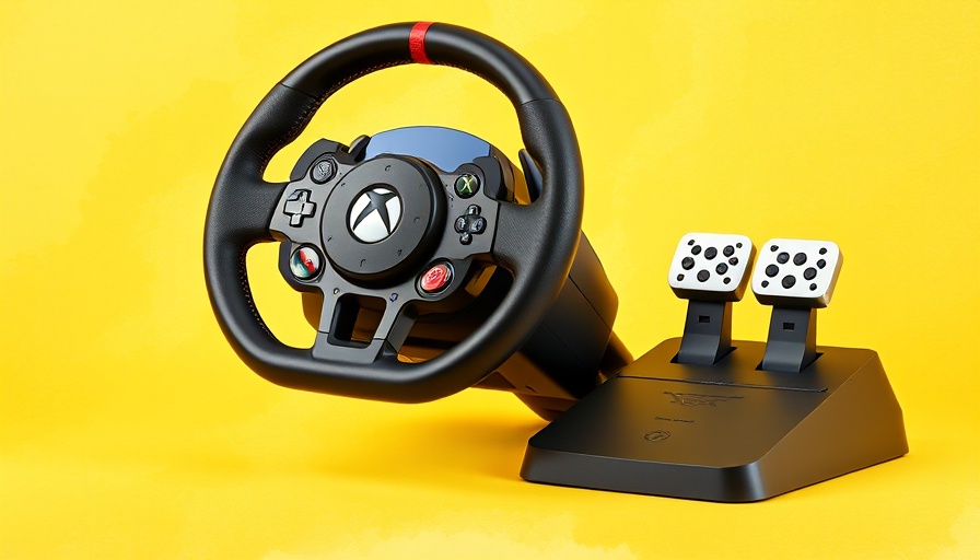 Best Xbox Accessories 2025: High-quality racing wheel and pedals on yellow.