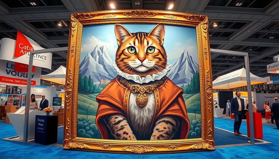 VMX 2025 creative trade show theme with Renaissance cat mural.
