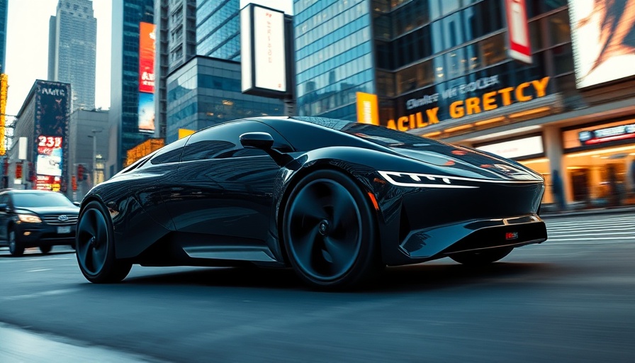 Futuristic electric vehicle concept showcasing AI hybrid extended-range electric powertrain.
