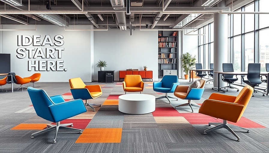 Modern workspace with chairs emphasizing collaboration, soft skills.