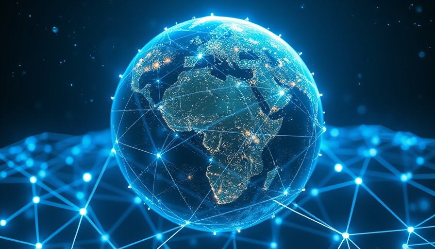 Futuristic Earth with network lines, representing future of defense technology.