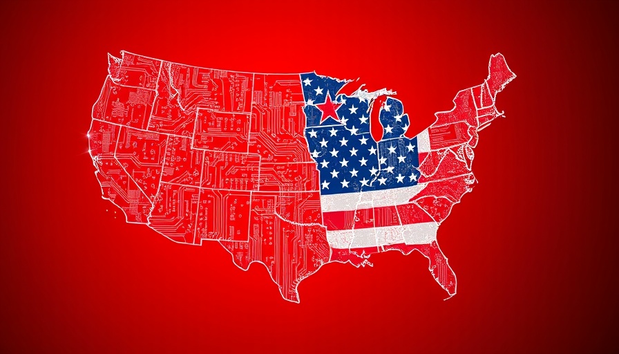 Abstract US map as circuit board illustrating impact on American talent pipeline