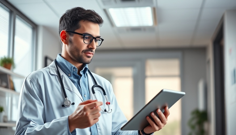 Doctor discussing technology in interoperable healthcare systems