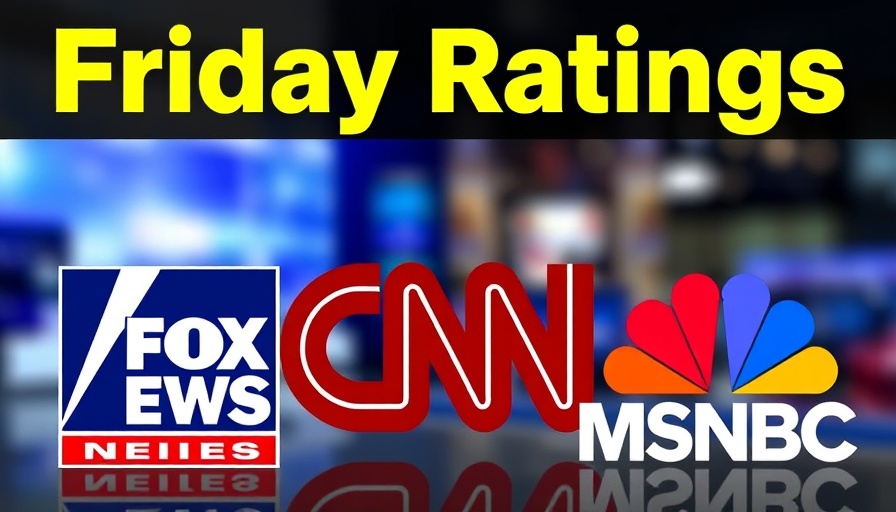 Fox News Ratings 2025 logos for news ratings with text on gradient background.
