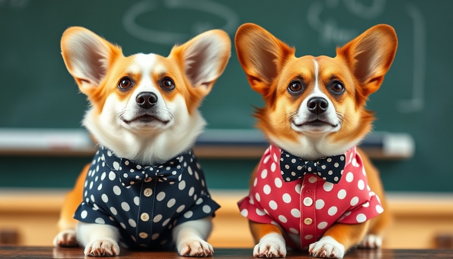 Stylish corgis in classroom showcasing AI video generation technology.