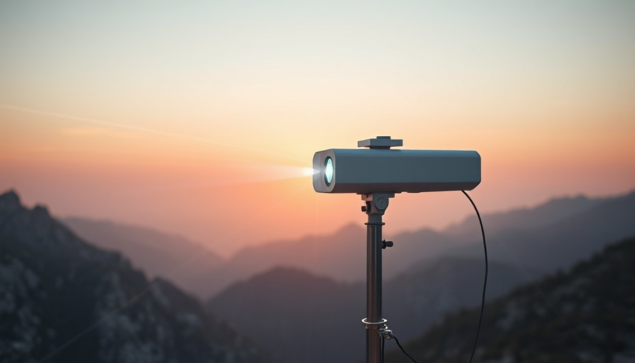 Taara laser technology on a pole at sunset for internet access.