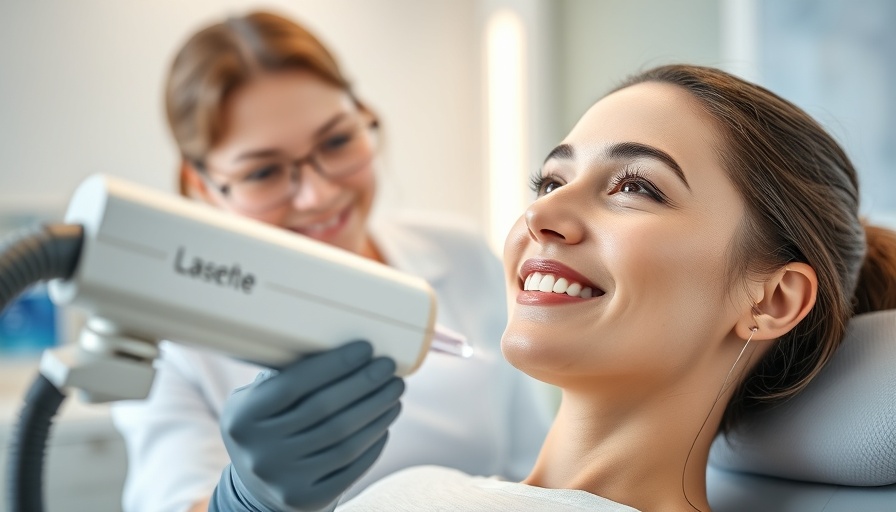 Female technician using advanced laser device in a modern clinic.