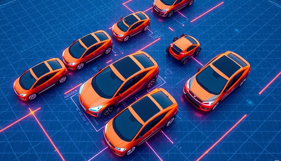 Colorful autonomous cars show automotive industry resilience in tech grid.