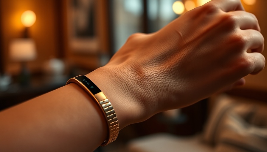 Whoop 4.0 fitness coach band worn on woman's wrist in warm lighting.