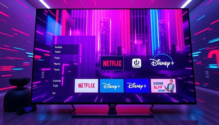 Roku TV interface with app icons and neon color glitch, user backlash context.