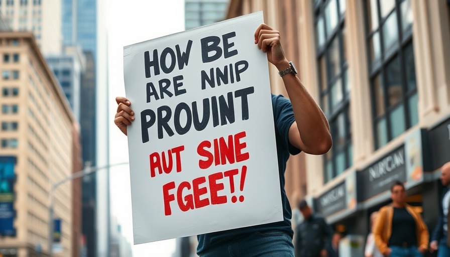 Protester with strong message sign in city, highlighting integrity.