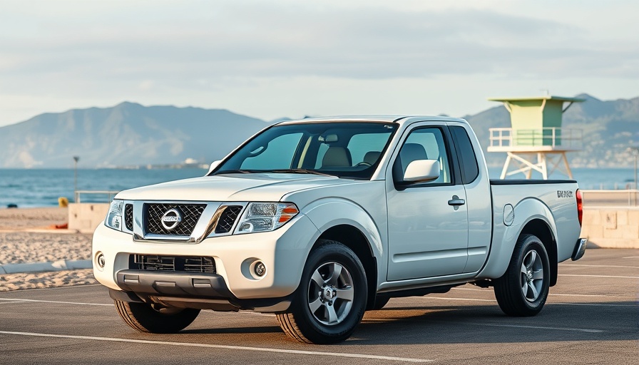 2026 Nissan Sentra not pictured, White Nissan truck at beachside.