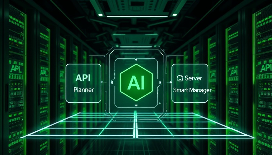 Futuristic server room enhances AI performance with holographic interface.