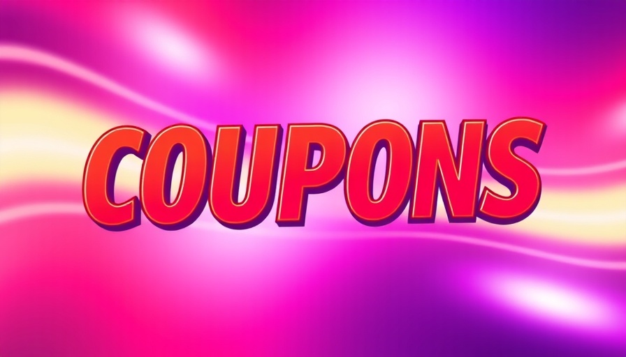 Colorful COUPONS text over vibrant gradient background for KitchenAid promo.