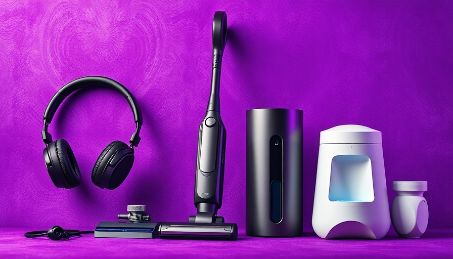 Tech gadgets in Early Amazon Spring Sale Deals on purple background.