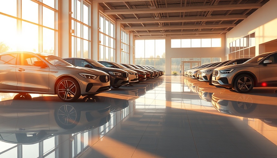 Sunlit car showroom with vehicles, OEM results 2024 Europe.
