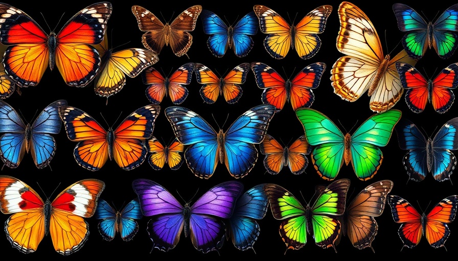 Collection of butterflies in a museum data grid highlighting AI in Museum Data Management.