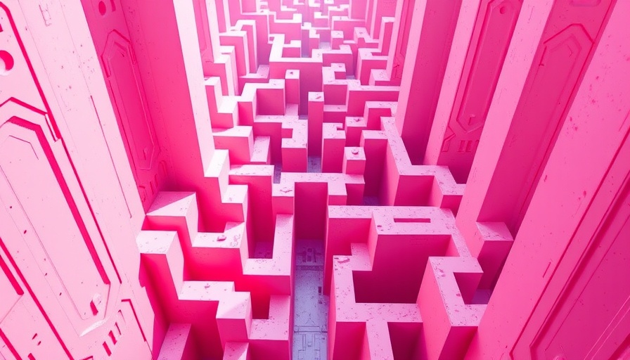 Complex pink 3D maze symbolizing AI complexity trap.