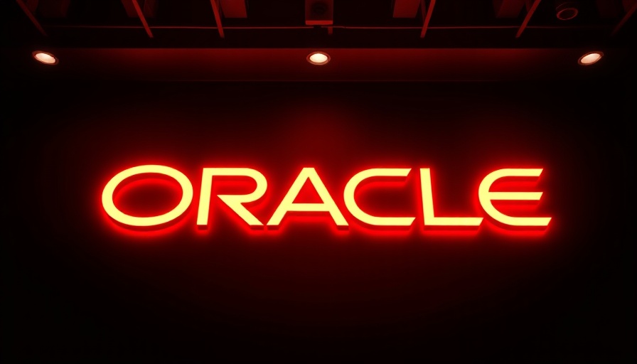 Oracle logo glowing in the dark, AI Agent Studio theme.