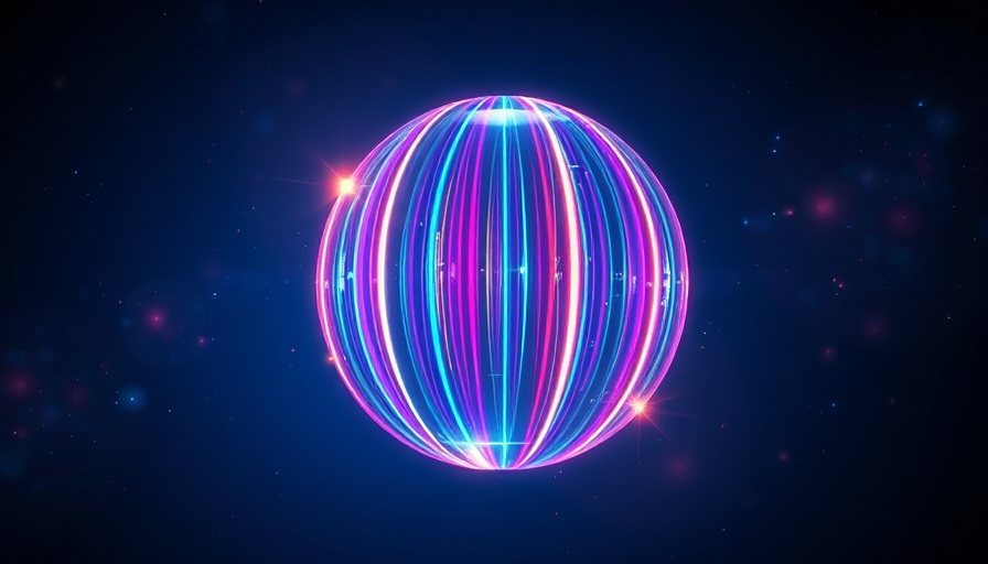 Abstract digital sphere glowing in dynamic space, representing AI.