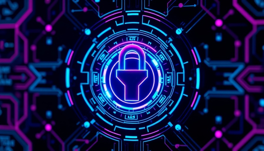 Futuristic digital lock interface glowing in blue and purple for SAP integration