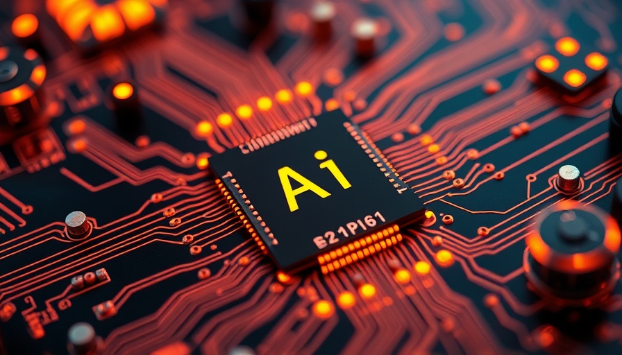 Futuristic AI chip with digital icons in Telco AI Cloud design.
