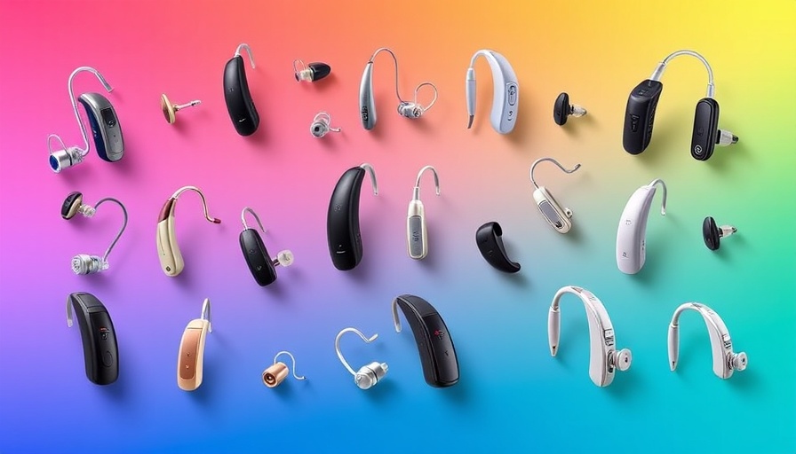 Collage showcasing the best hearing aids of 2025 on a colorful backdrop.