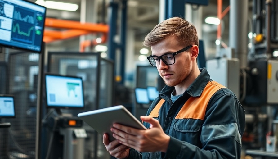 Engineer in industrial setting with complex machinery