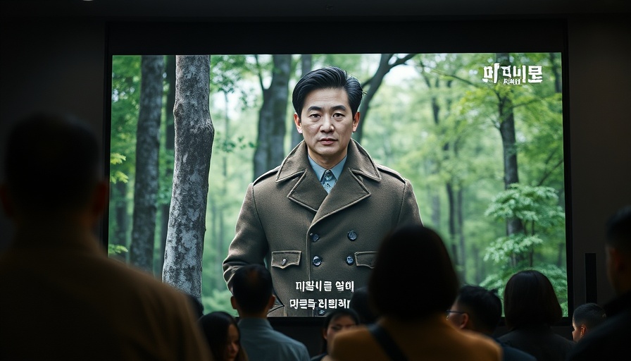TV broadcast of a military figure in a forest, watched by onlookers, AI hacking in North Korea.