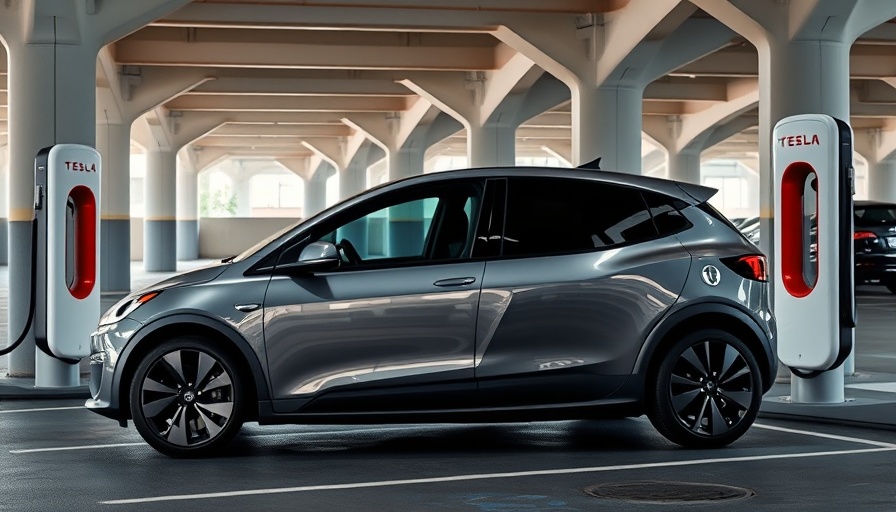 Mazda CX-5 Hybrid parked at a Tesla charging station.