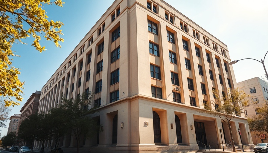 Government building in sunlight representing AI Integration in Federal Workforce.