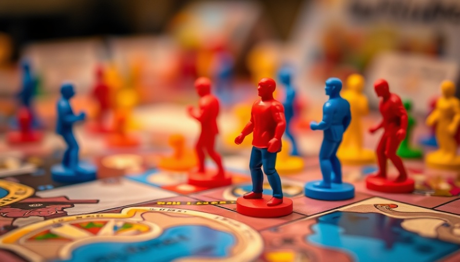 Colorful board game figures on a board, symbolizing AI-driven enterprise data governance.
