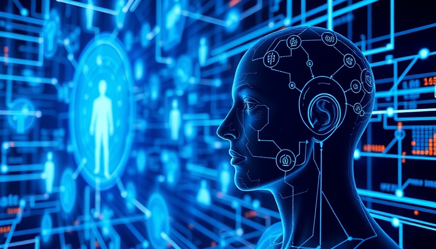 Futuristic AI-driven contact center interface with digital data streams.
