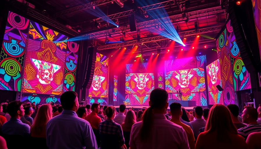 Vibrant event stage and audience at a creative conference