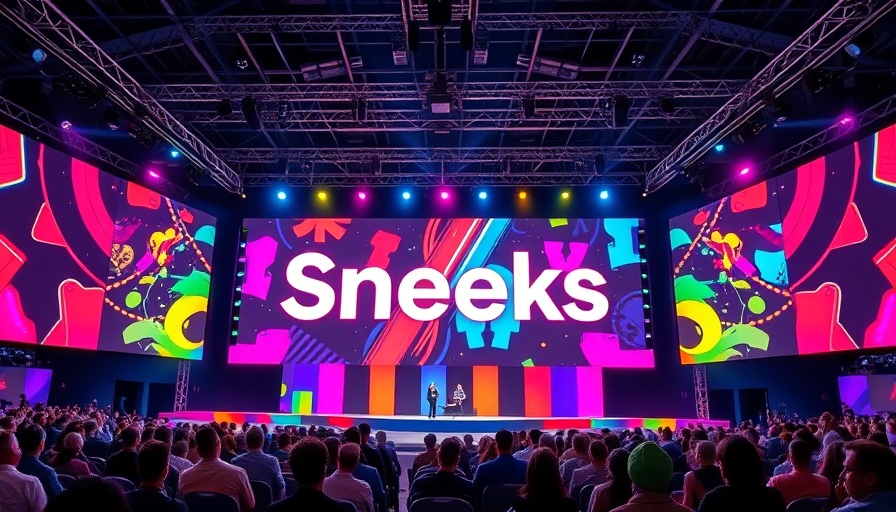 Vibrant stage at tech conference with audience and 'Sneaks' graphics.