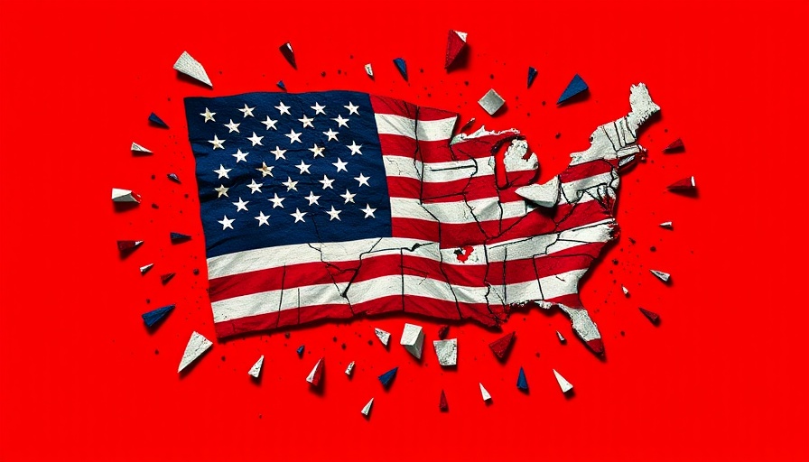 Chaotic leadership symbolized by fragmented American flag